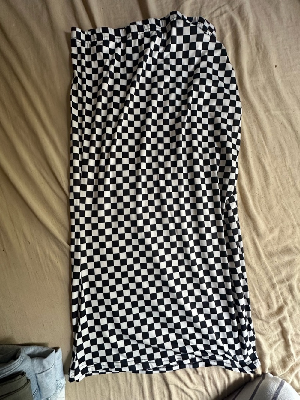 Black & White Checkered Midi Skirt